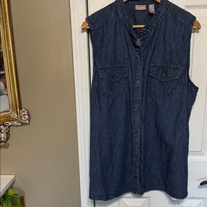 Chico's Blue Denim 100% Cotton Button Down Shirt Pockets